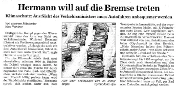 Herrmann will auf die Bremse treten