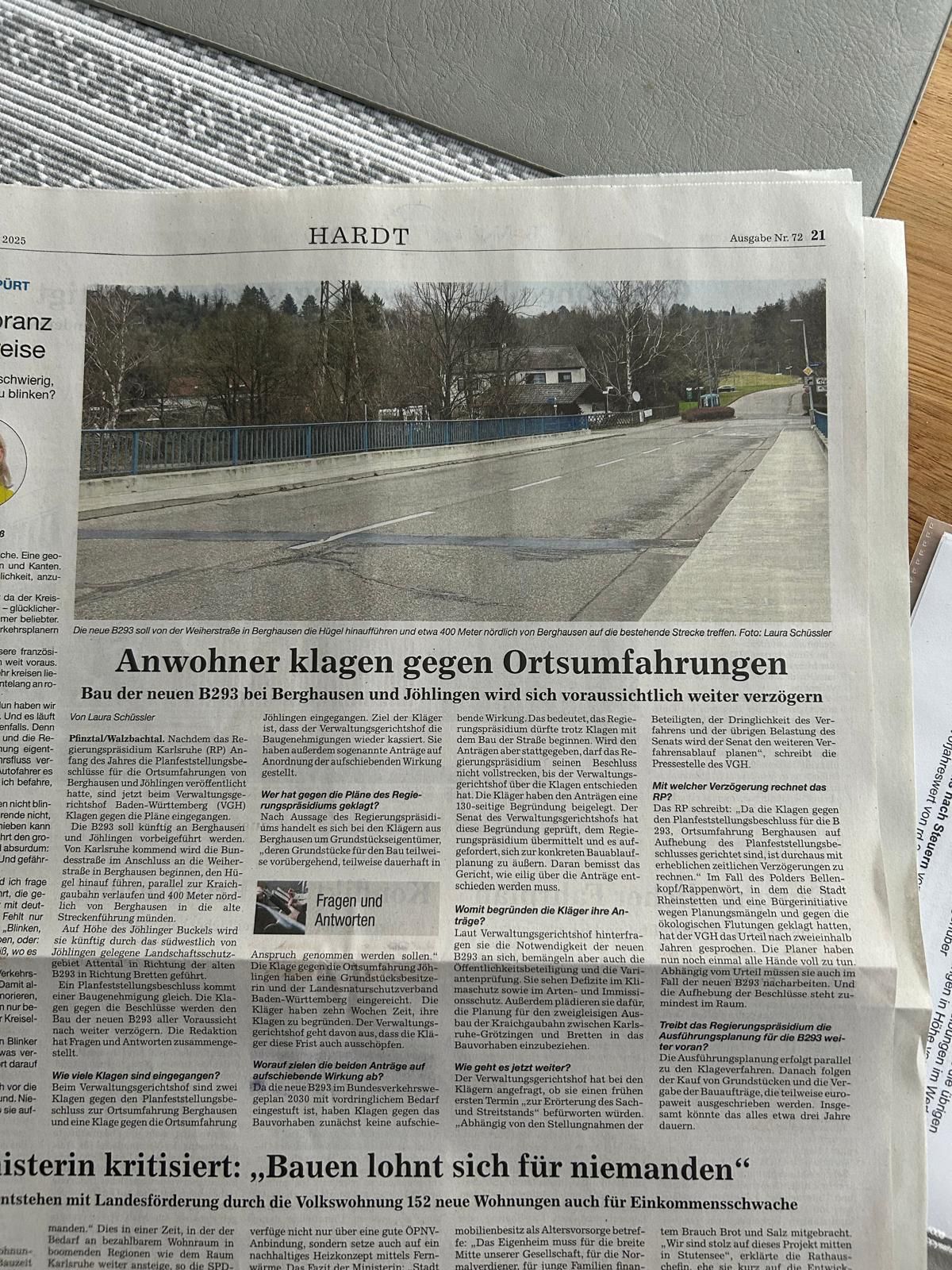 Artikel der BNN von 27.3.25